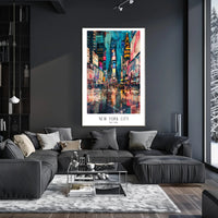 Vibrant Times Square Neon Lights Urban or Cityscape Poster PosterGoat