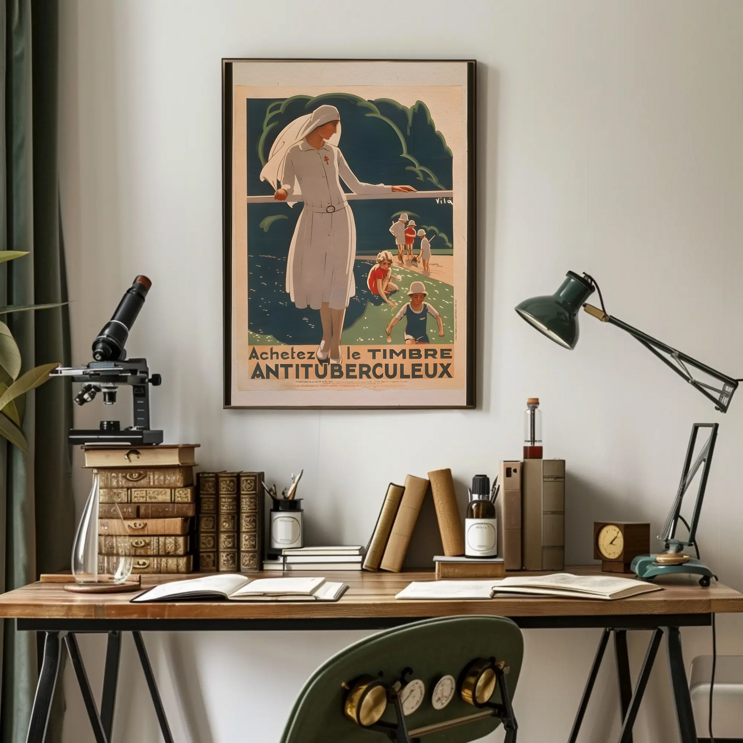 French Anti Tuberculosis Stamp Health Vintage Travel Poster
