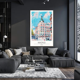 Vibrant Streets of Madrid Poster PosterGoat