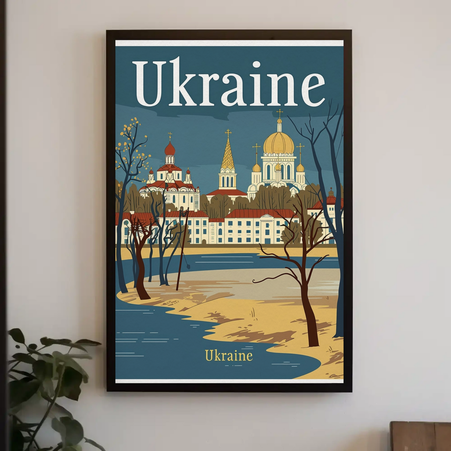 Ukraine Cityscape Vintage Poster