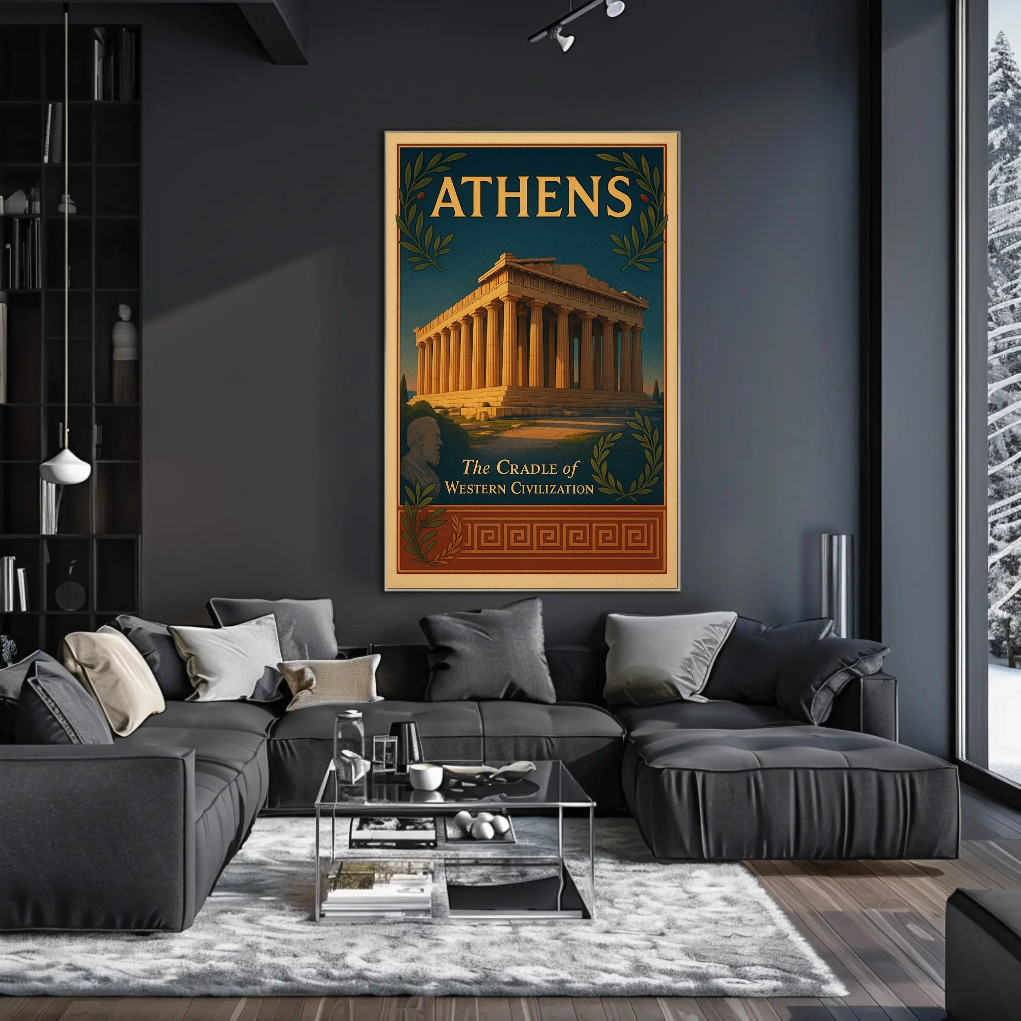 Athens Parthenon Vintage Illustration Cultural or Heritage Poster