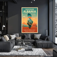 Albania Travel Vintage Landscape Architecture Poster