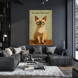 Oriental Shorthair Cat Digital Painting Vintage Poster
