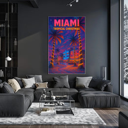 Miami Tropical Christmas Poster