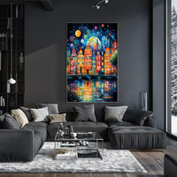 Amsterdam Canal Night Art Print: Abstract, Artistic Poster