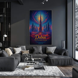 Futuristic Dubai Poster: Burj Khalifa Cosmic Night