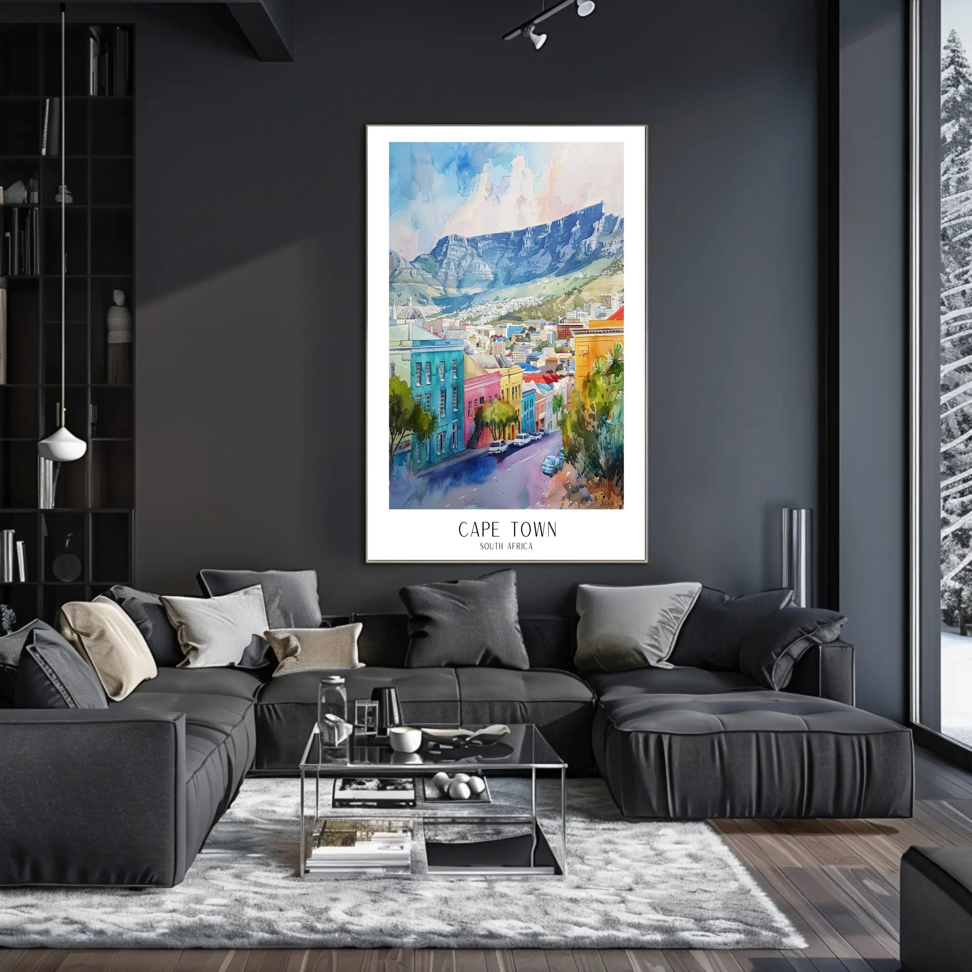 Cape Town Cityscape Watercolor Art Poster Urban or Cityscape Poster PosterGoat
