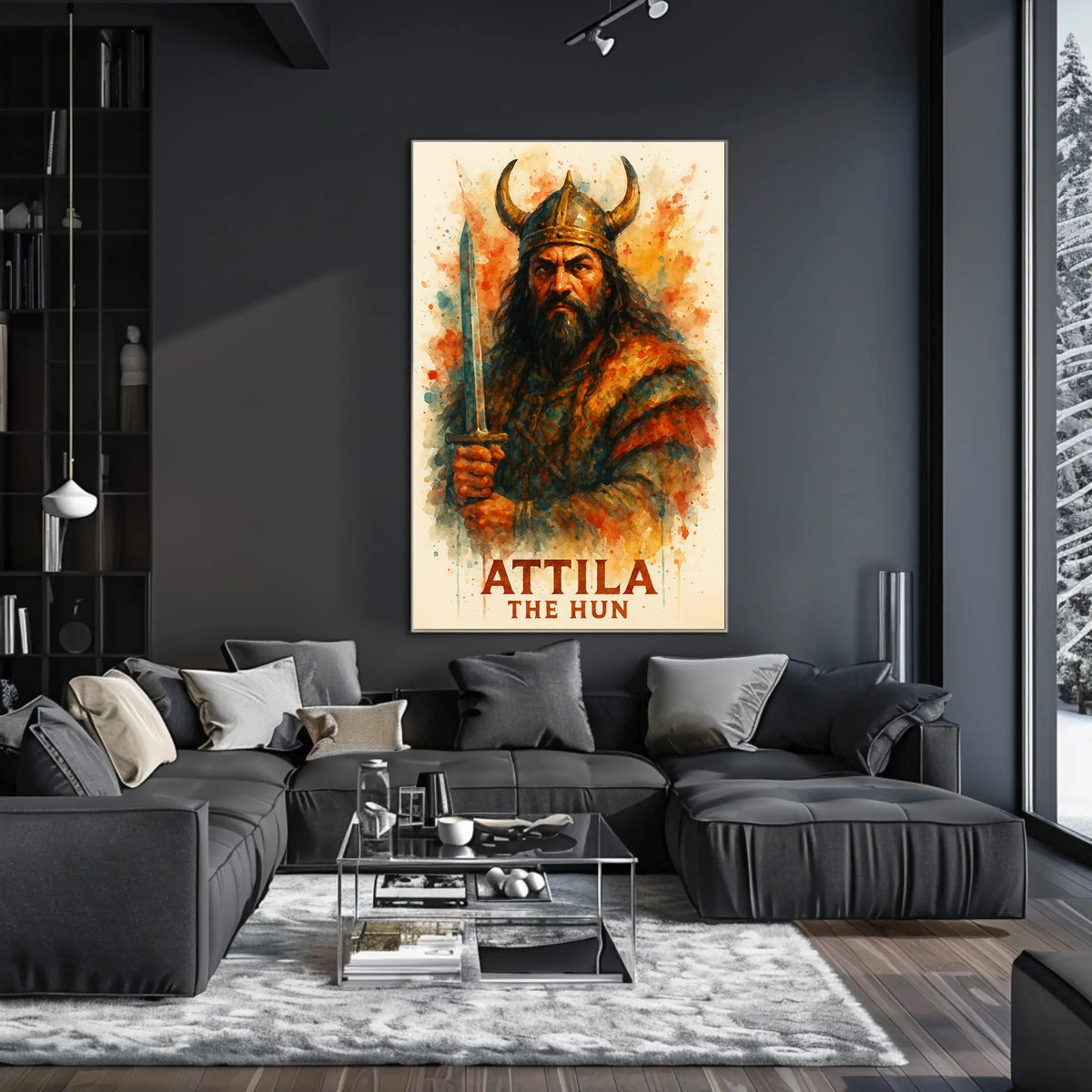 Attila the Hun Watercolor Warrior Art Poster