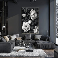 Blooming Roses Monochrome Elegance Art Poster PosterGoat