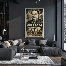 William Howard Taft 27th President of the United States B & W Comic Sketch Poster