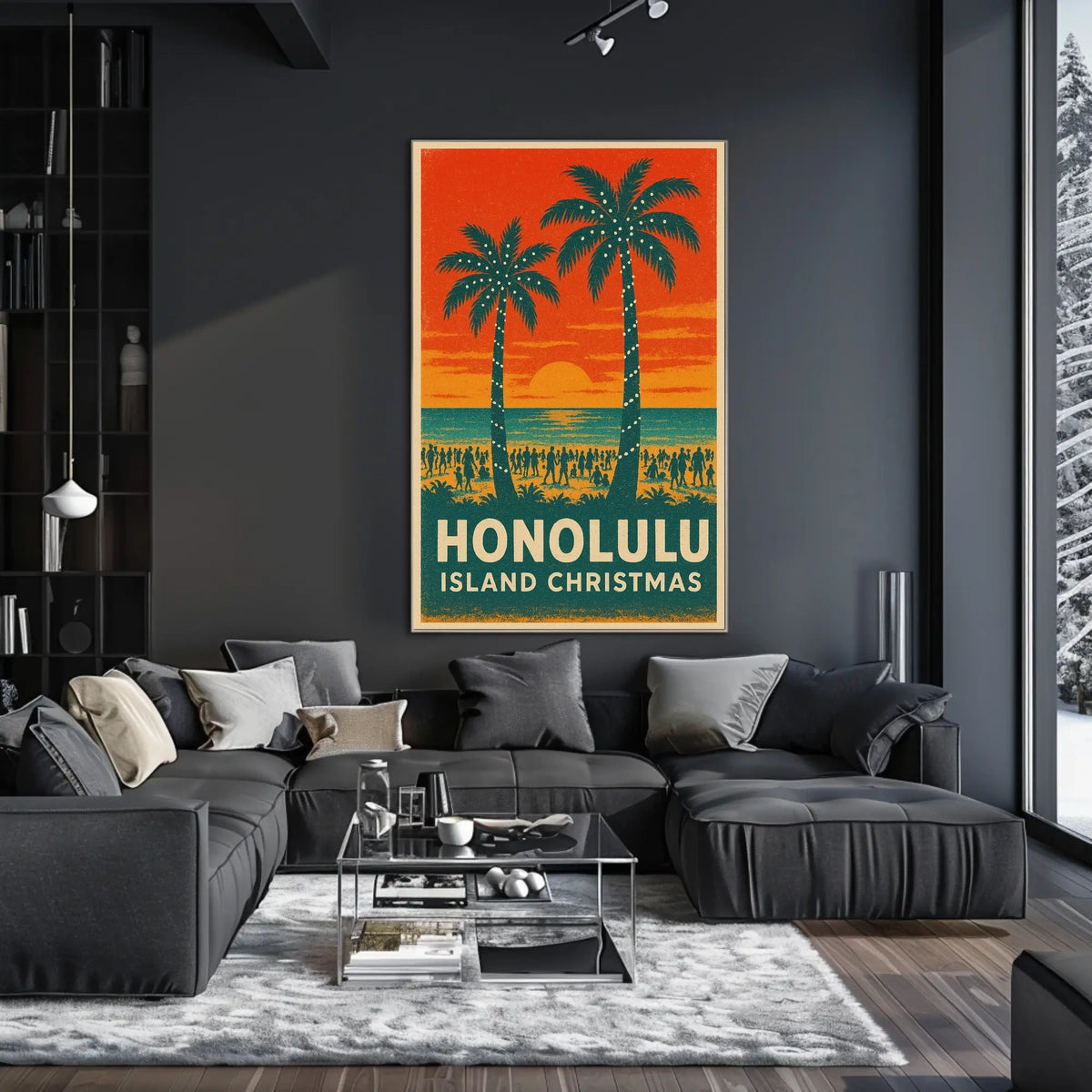Honolulu Island Christmas Poster