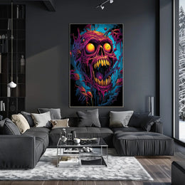 Fiery Skull Surreal Art Poster: Horror Fantasy Decor