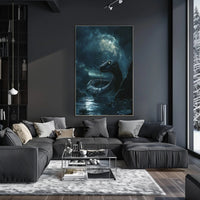 Mystical Snake Under Full Moon Fantasy or Mythology Poster PosterGoat