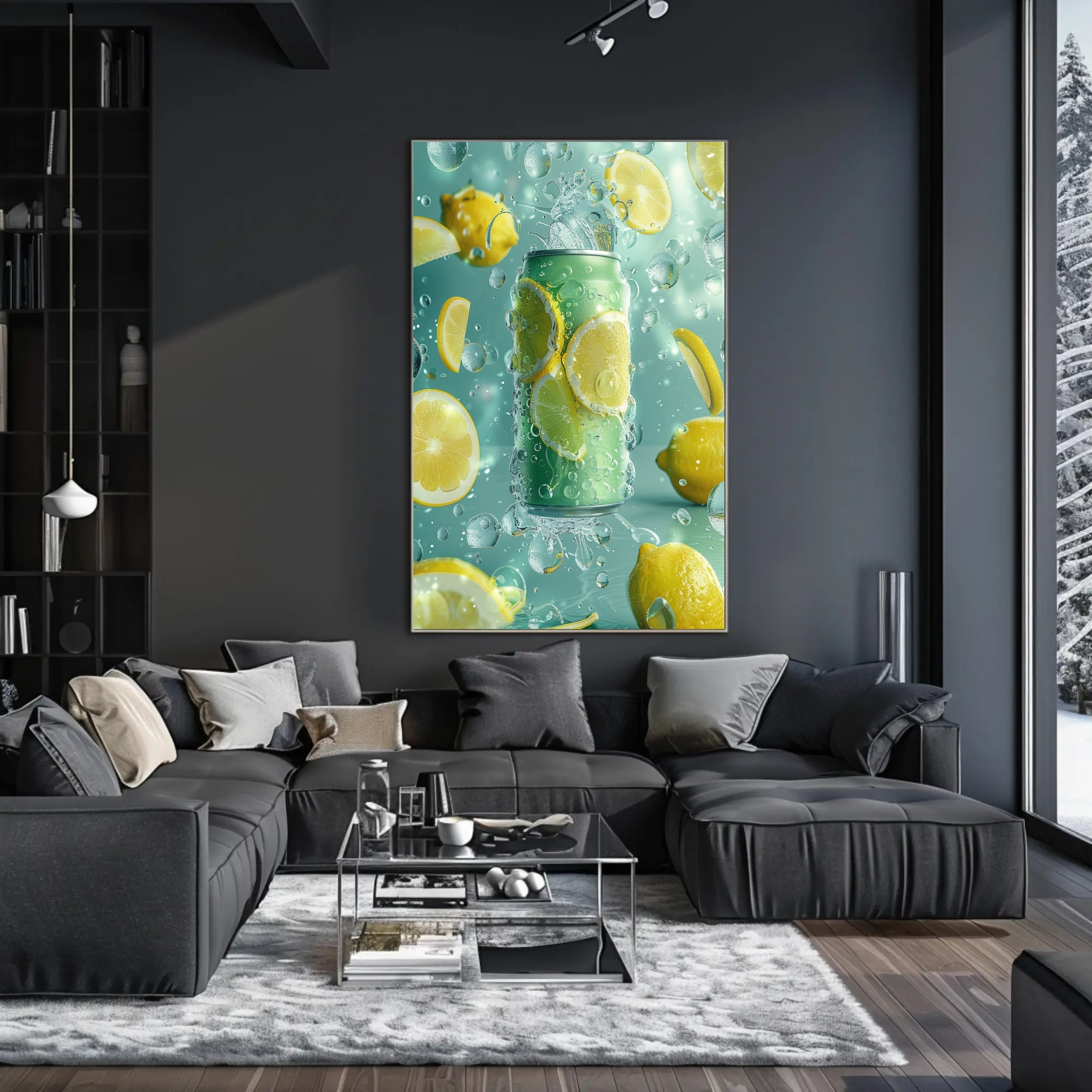 Refreshing Lemon Beverage Scene in Artistic Poster PosterGoat