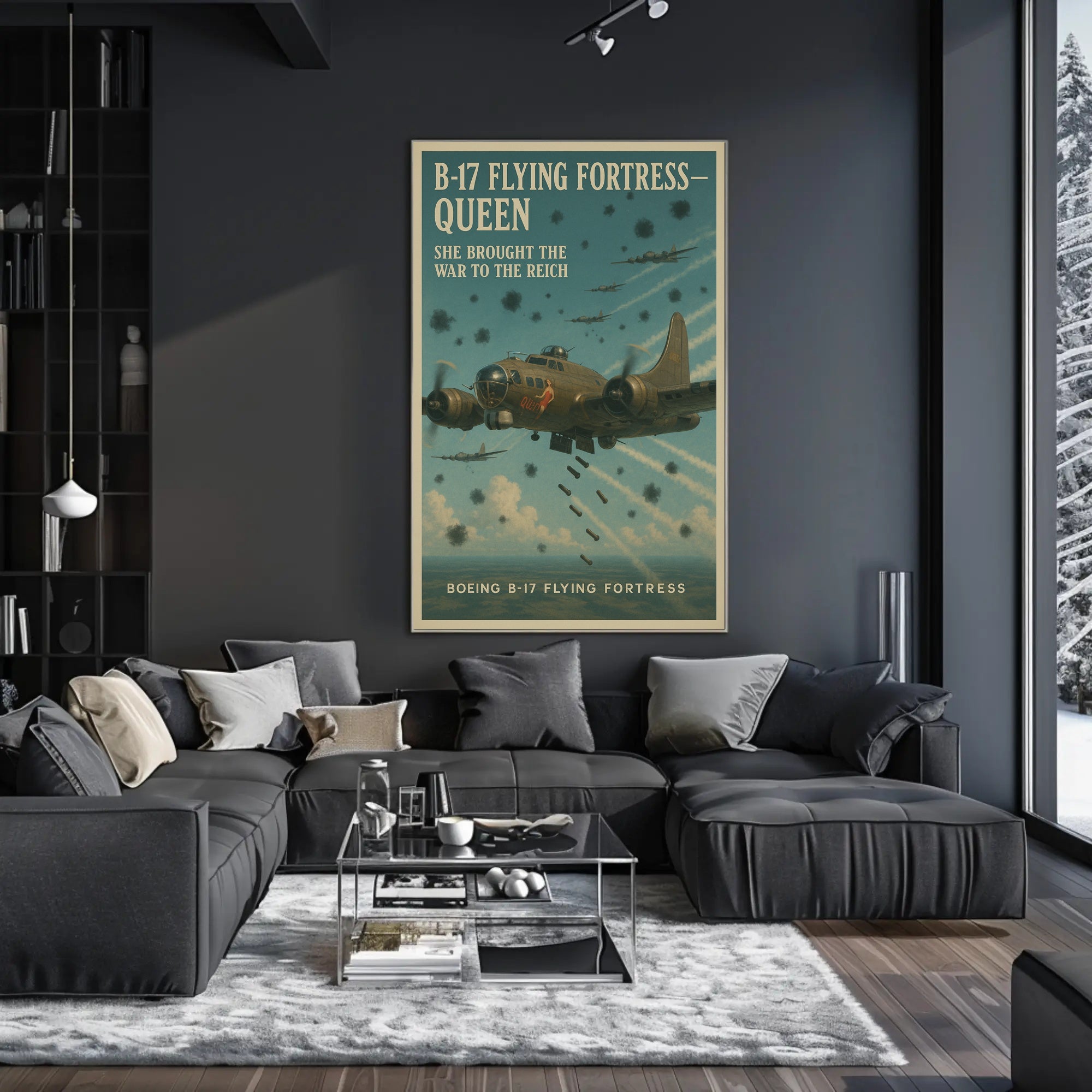 B-17 Flying Fortress in Action WWII Poster