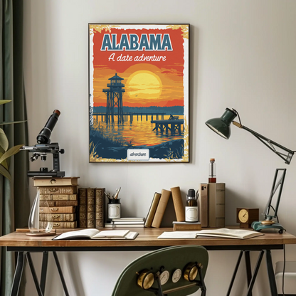 Alabama: A Date Adventure Vintage Travel Poster