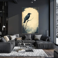 Mysterious Raven Illustrated Artistic Animal Poster