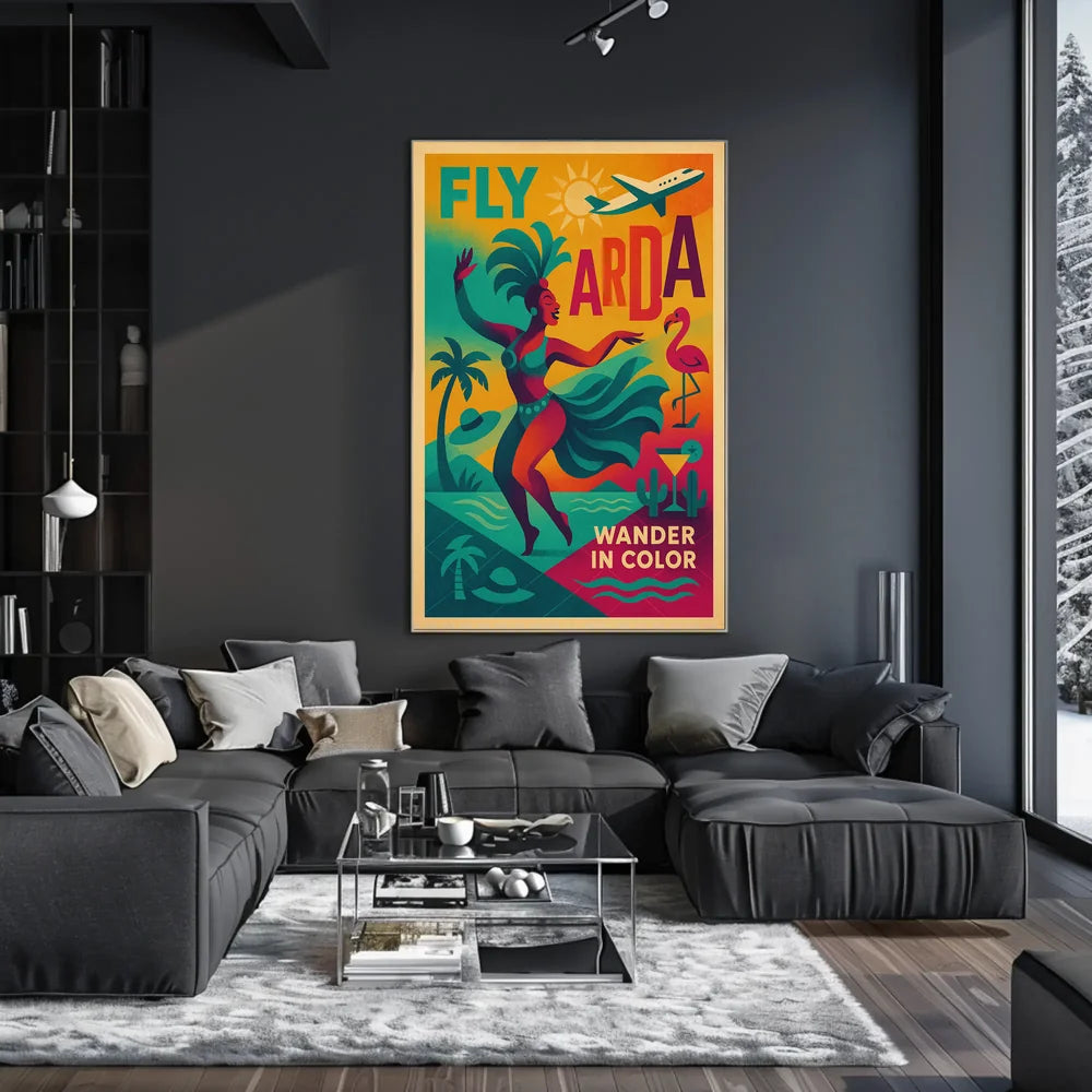 Vibrant Retro Travel Poster Tropical Vacation Escapade PosterGoat