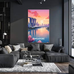 Singapore Sunrise Over Marina Bay Sands Urban or Cityscape Poster