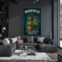 Nashville Music City Guitar Art Vintage Music Poster