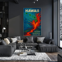 Hawaii Volcano Adventure: Vibrant Tropical Art Poster