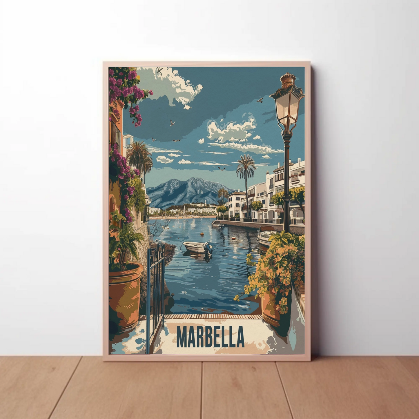 Marbella Seaside Town Waterfront Travel Poster