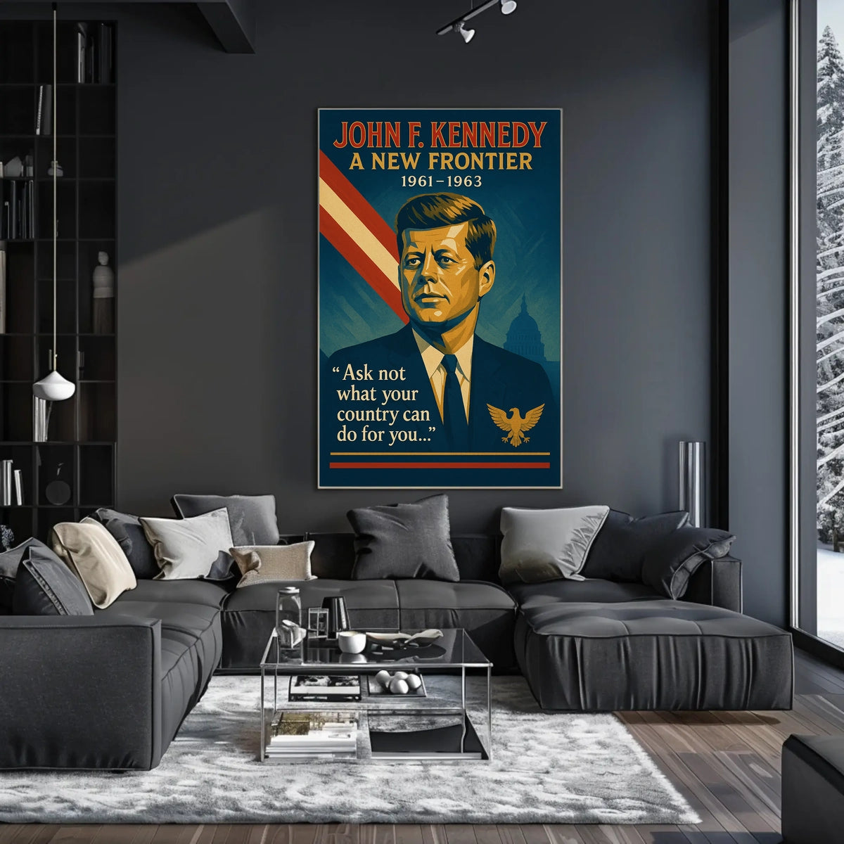 JFK Vintage Patriotic Poster with Inspirational Quote