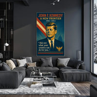 JFK Vintage Patriotic Poster with Inspirational Quote