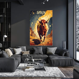 Charging Bull on Spanish Street: Cultural or Heritage Poster