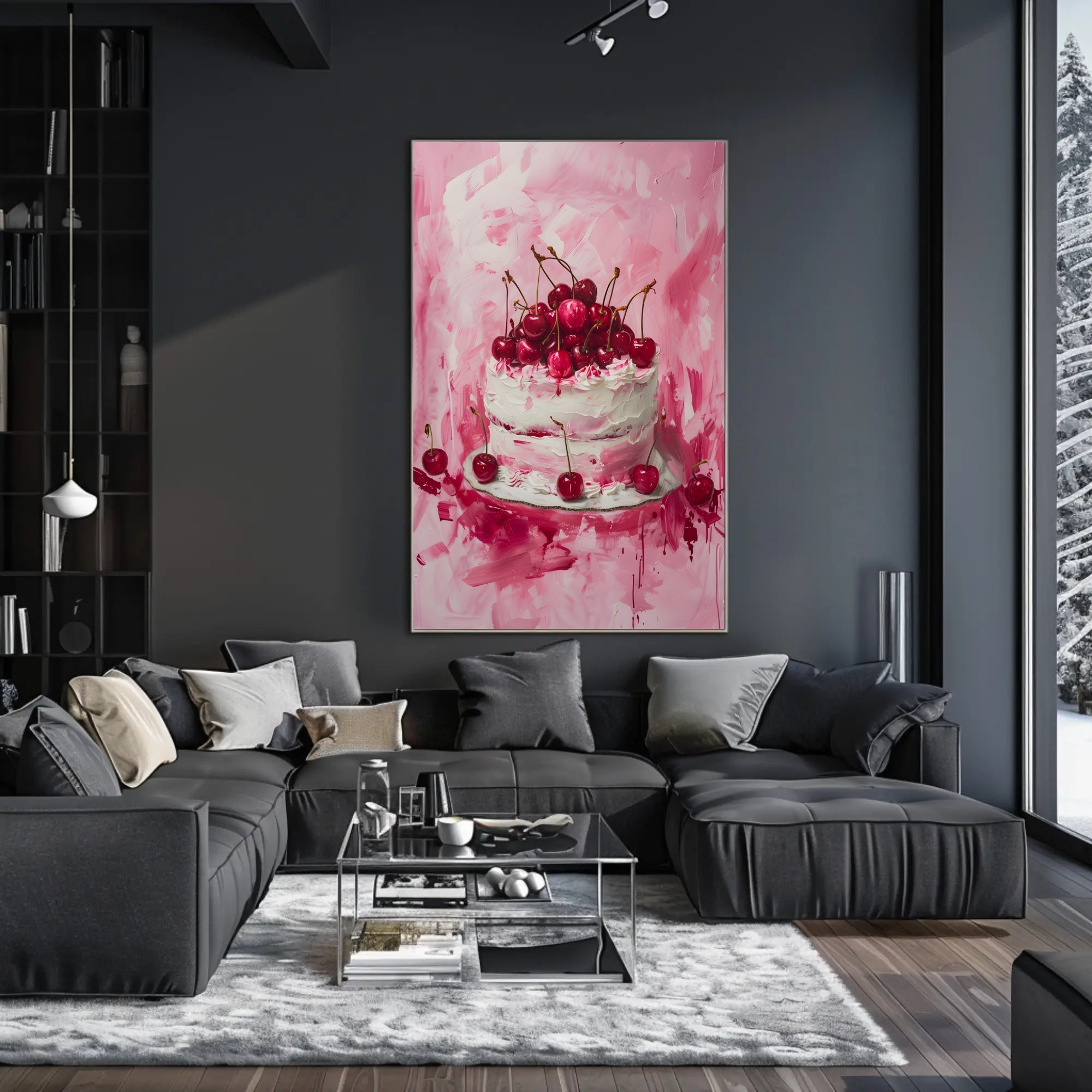 Cherry Celebration: Artistic Dessert Delight Poster PosterGoat