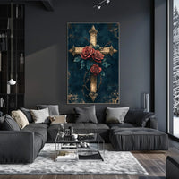 Cross with Roses Artistic Abstract or Pop Culture Poster
