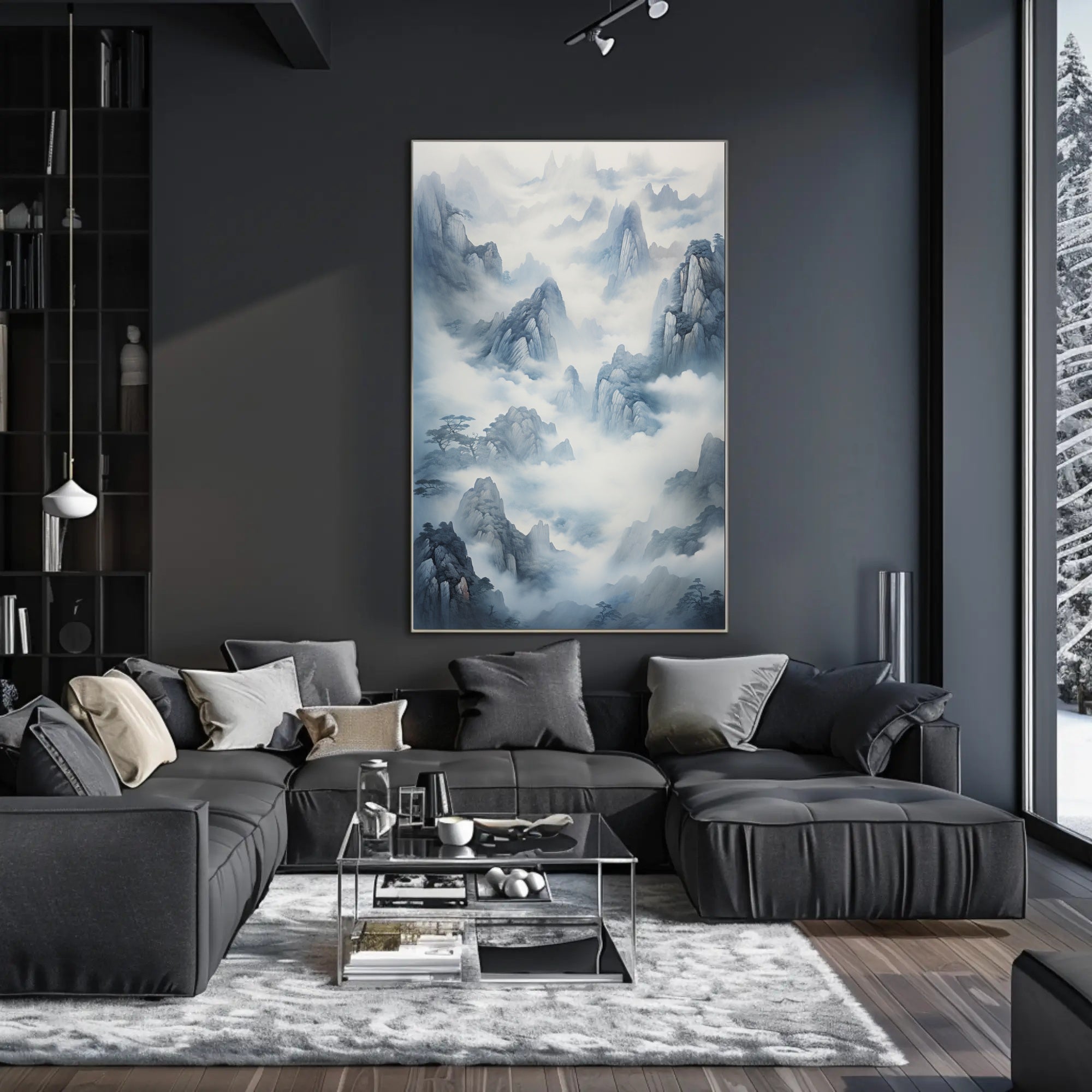 Tranquil Misty Mountains East Asian-Inspired Artistic Poster