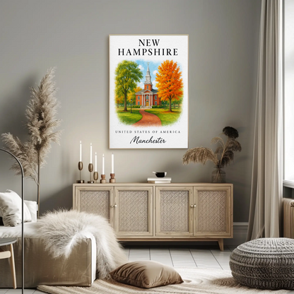 New Hampshire, Manchester Signature Series Vintage Travel Poster