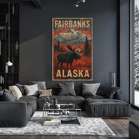 Alaskan Wilderness Moose Vintage Adventure Poster