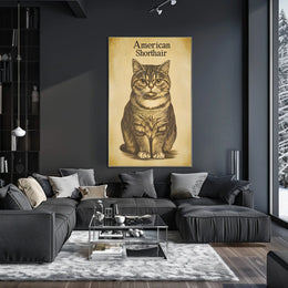 American Shorthair Cat Vintage Illustration Poster