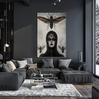 Eerie Gothic Woman with Insects: Artistic Poster PosterGoat