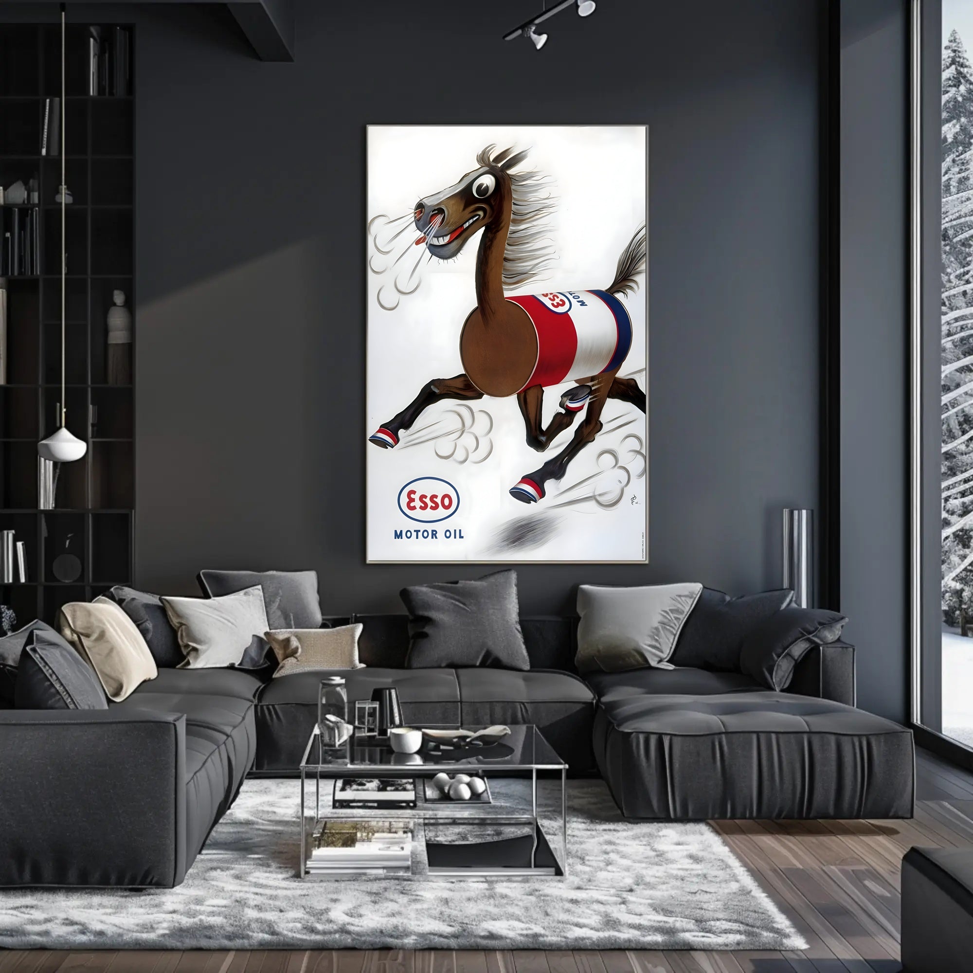 Esso Motor Oil Horse Travel Poster Art Print