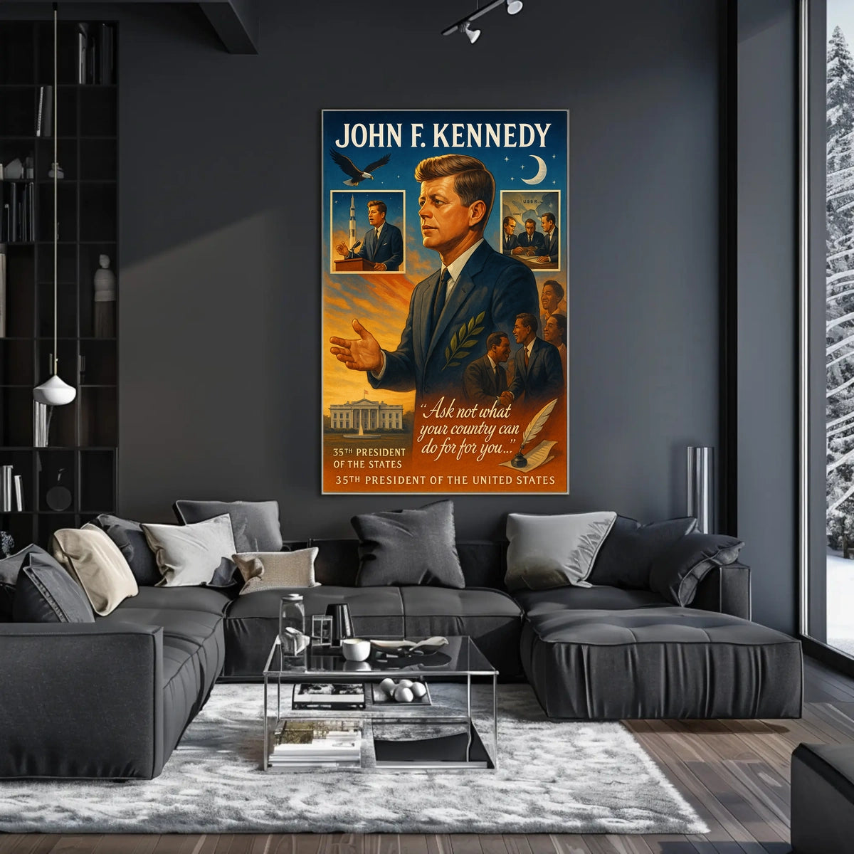 John F. Kennedy Vintage Patriotic Leadership Poster