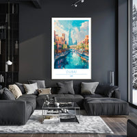 Dubai Cityscape with Burj Khalifa Travel Poster