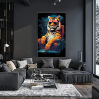Tiger on Chair with Sunglasses - Animal Poster