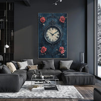Ornate Vintage Clock and Roses Wall Art Artistic Poster