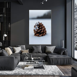 Pine Cone In Snow Poster