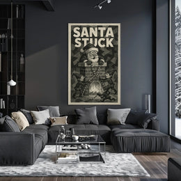 Santa Stuck in Chimney Christmas Pop Culture Poster