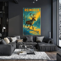 Reindeer On Skis Poster