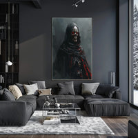 Dark Gothic Skeleton Poster with Red Eyes PosterGoat