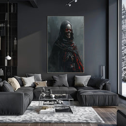 Dark Gothic Skeleton Poster with Red Eyes PosterGoat