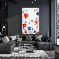 Three Stars With Loose Red And Blue Florals Artwork Poster