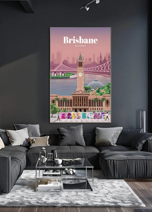 Brisbane Landmarks Illustration Travel Poster
