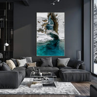 Serene Winter River with Icy Archway - National Park Poster