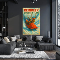 Reindeer Bobsled Team: Festive Fun Sports Poster